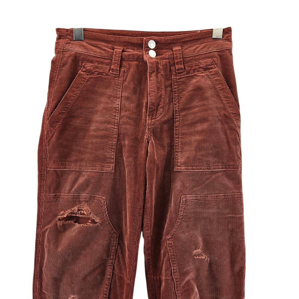 Anthropologie Pilcro The Wanderer Corduroy Pants 26 Womens Sedona Red Distressed - Picture 5 of 15
